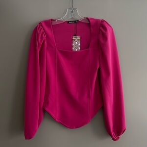 Long sleeve, hot pink, corset top; Never worn!